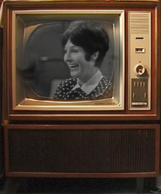 Mies Bouwmans on a Philips colour television, 1964 model
